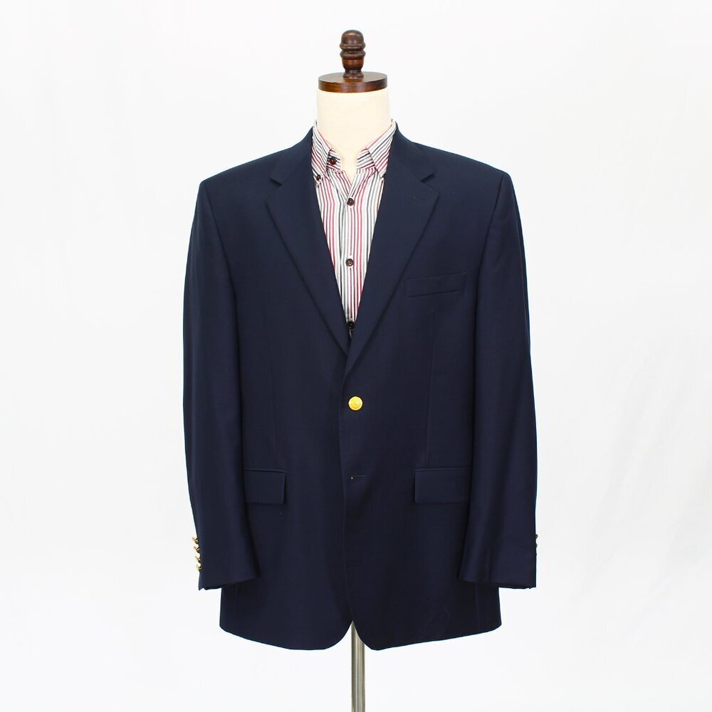 Ralph Lauren 43l Navy Solid 2-Button Sport Coat Blazer Jacket P429